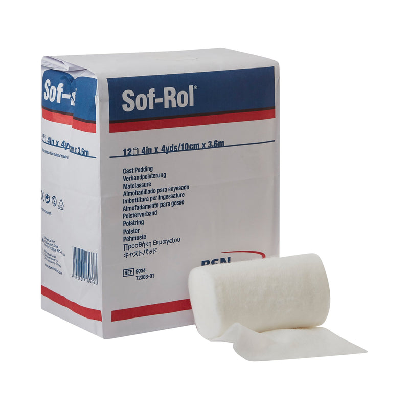 Sof-Rol® White Rayon Undercast Cast Padding, 4 Inch x 4 Yard, 1 Case of 72 (Casting) - Img 1