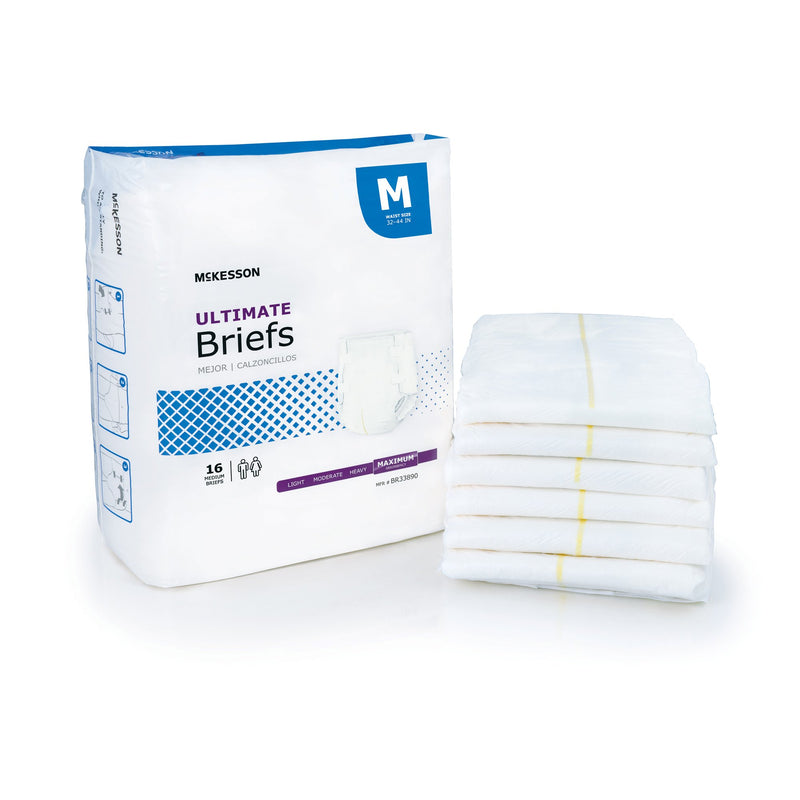 McKesson Ultimate Maximum Absorbency Incontinence Brief, Medium, 1 Bag of 16 () - Img 1