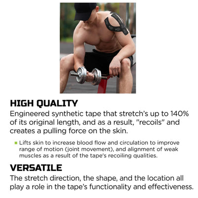 Green Drop Sports Tape, Infused Kinesiology Tape for Recovery - 20 Precut, 10” Strips, 1 Box of 10 (General Wound Care) - Img 3