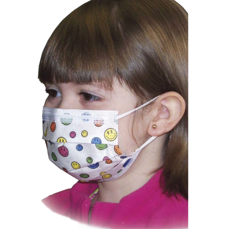 Precept® Medical Products Pediatric Procedure Mask, Happy Face Print, 1 Case of 750 (Masks) - Img 1