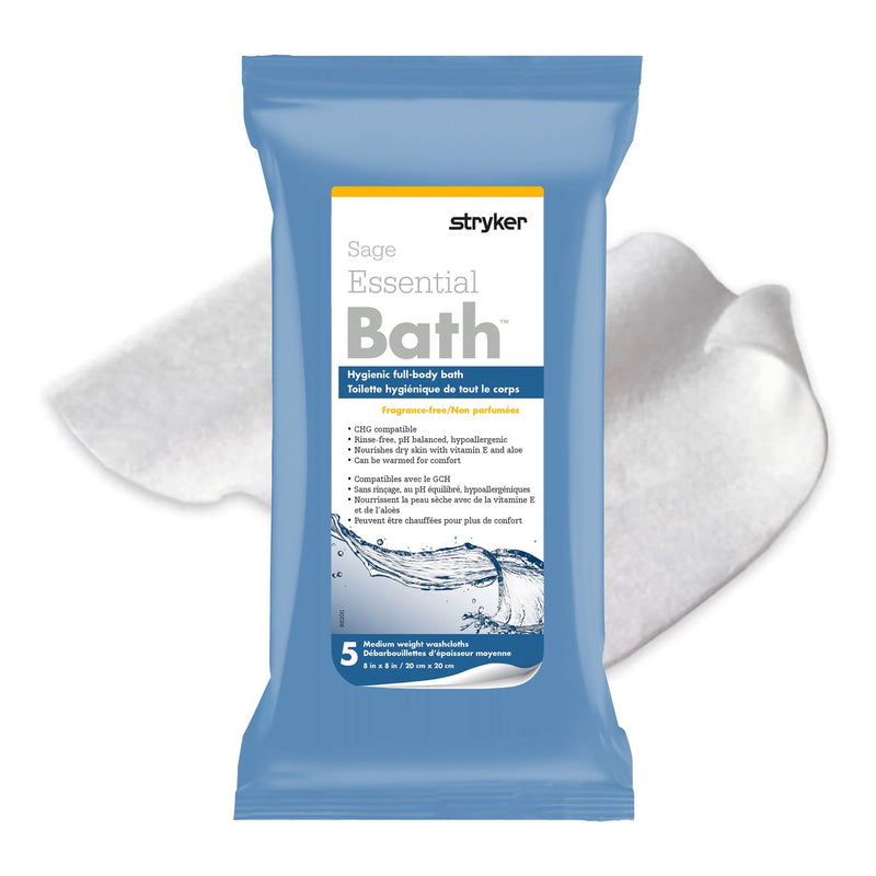 Essential Bath Rinse-Free Bath Wipes, Soft Pack, 1 Pack (Skin Care) - Img 1