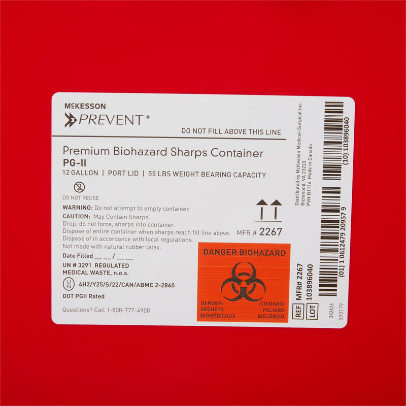 McKesson Prevent® Sharps Container, 12 Gallon, 20-4/5 x 17-3/10 x 13 Inch, 1 Case of 8 () - Img 3