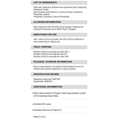 Sqwincher® Quik Stik® Zero Orange Electrolyte Replenishment Drink Mix, 0.11 oz. Packet, 1 Pack of 50 () - Img 2