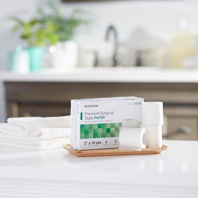 McKesson Paper Medical Tape, 1/2 Inch x 10 Yard, White, 1 Case of 240