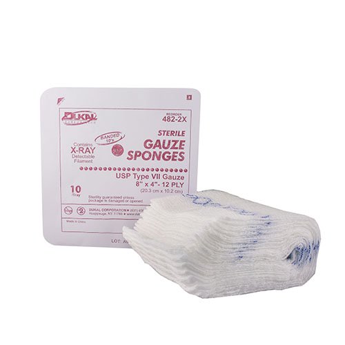 Dukal™ Sterile USP Type VII X-Ray Detectable Gauze Sponge, 4 x 8 Inch, 1 Tray of 10 (General Wound Care) - Img 1