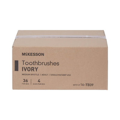 McKesson Toothbrush, Ivory, Adult Medium, 1-1/16" x 3/8" Head, 1/2" x 5-7/8" Handle, 1 Box of 144 (Mouth Care) - Img 4