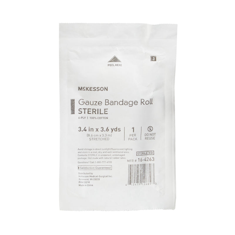 McKesson Sterile Fluff Bandage Roll, 3-2/5 Inch x 3-3/5 Yard, 1 Case of 96 (General Wound Care) - Img 3