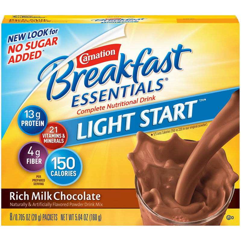 Carnation Breakfast Essentials® Light Start Chocolate Oral Supplement, 20 Gram Packet, 1 Case of 64 (Nutritionals) - Img 1