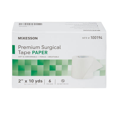 McKesson Paper Medical Tape, 1/2 Inch x 10 Yard, White, 1 Case of 240