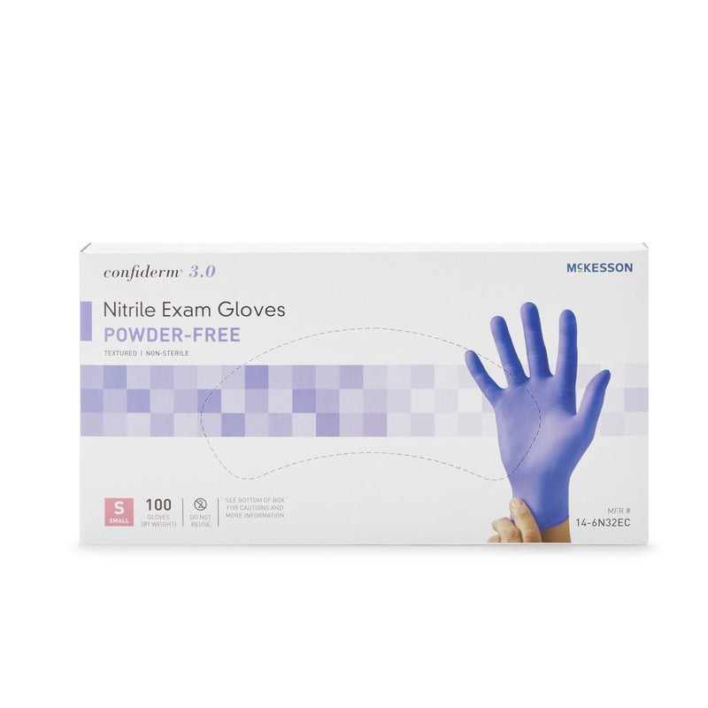 McKesson Confiderm® 3.0 Nitrile Exam Glove, Small, Blue, 1 Box of 100 () - Img 2