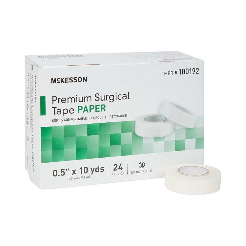 McKesson Paper Medical Tape, 1/2 Inch x 10 Yard, White, 1 Case of 240