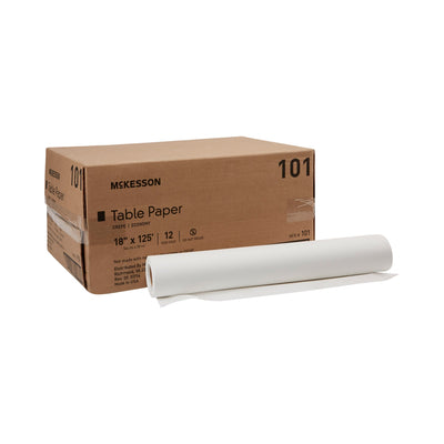 McKesson Crepe Table Paper, 18 Inch x 125 Foot, White, 1 Case of 12 (Table Paper) - Img 1