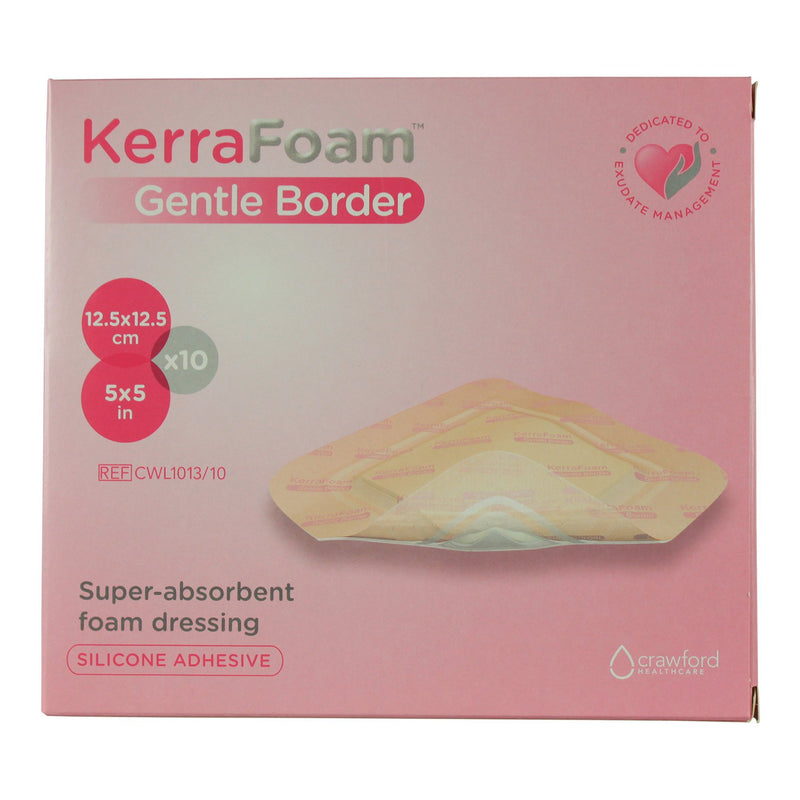 KerraFoam™ Gentle Border Silicone Foam Dressing, 5 x 5 Inch, 1 Carton of 10 (Advanced Wound Care) - Img 1