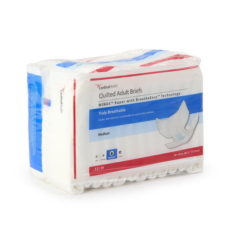 Wings™ Super Quilted Maximum Absorbency Incontinence Brief, Medium, 1 Case of 96 () - Img 1