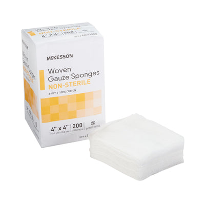 McKesson NonSterile Gauze Sponge, 4 x 4 Inch, 1 Bag of 200 (General Wound Care) - Img 1