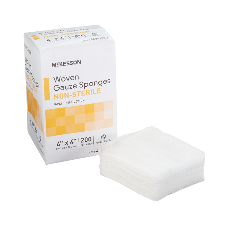 McKesson NonSterile Gauze Sponge, 4 x 4 Inch, 1 Bag of 200 (General Wound Care) - Img 1