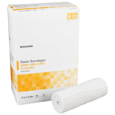 McKesson Hook and Loop Closure Elastic Bandage, 6 Inch x 5 Yard, 1 Box of 10 (General Wound Care) - Img 1