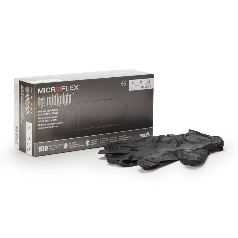 Microflex® MidKnight™ Exam Glove, Extra Large, Black, 1 Case of 10 () - Img 1