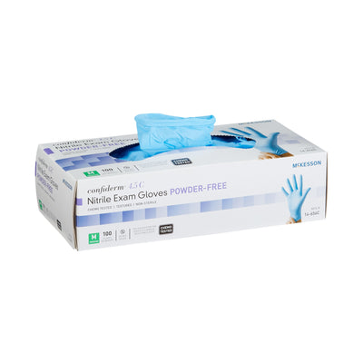 McKesson Confiderm® 4.5C Nitrile Exam Glove, Medium, Blue, 1 Box of 100 () - Img 1