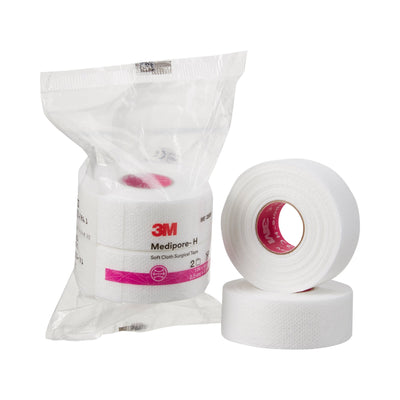 3M™ Medipore™ H Cloth Medical Tape, 1 Inch x 10 Yard, White, 1 Roll (General Wound Care) - Img 1