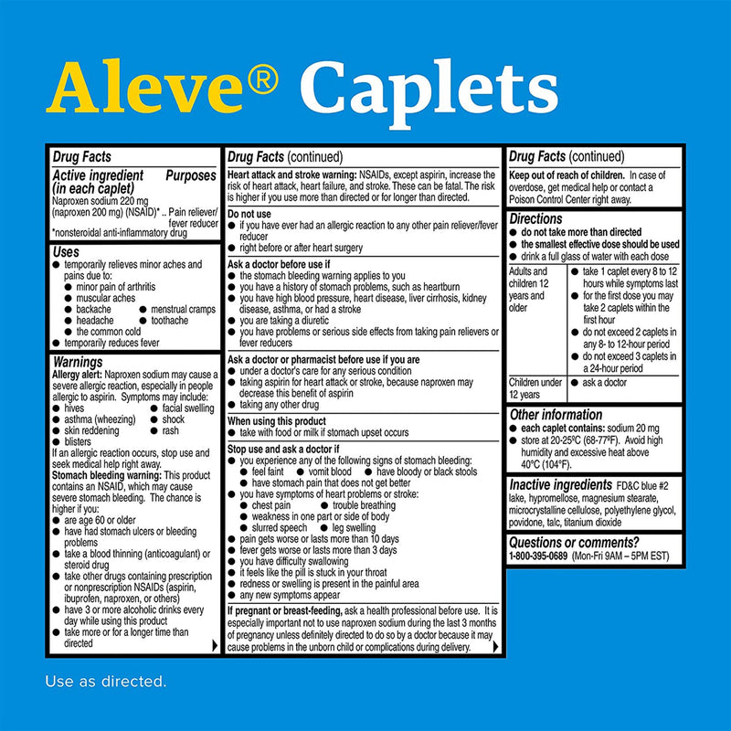 Aleve® Naproxen Sodium Pain Relief, 1 Bottle (Over the Counter) - Img 4