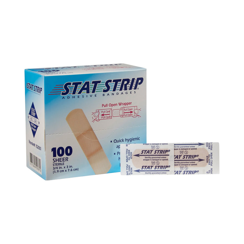 American® White Cross Stat Strip® Tan Adhesive Strip, ¾ x 3 Inch, 1 Case of 1200 (General Wound Care) - Img 1