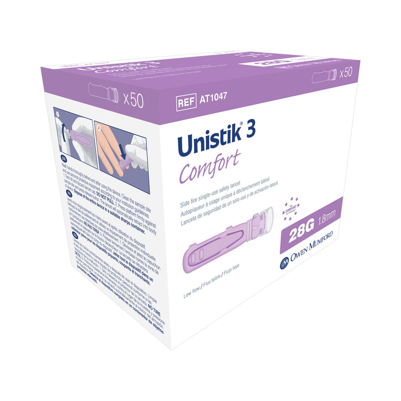 Unistik® 3 Comfort Safety Lancet, 1 Box of 50 (Diabetes Monitoring) - Img 1