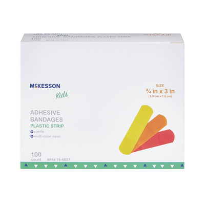 McKesson Kids™ Neon Adhesive Strip, 3/4 x 3 Inch, 1 Box of 100 (General Wound Care) - Img 2