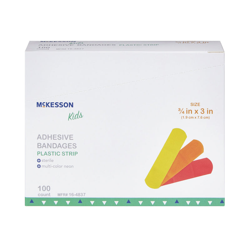 McKesson Kids™ Neon Adhesive Strip, 3/4 x 3 Inch, 1 Box of 100 (General Wound Care) - Img 2