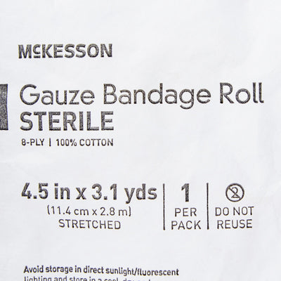 McKesson Sterile Fluff Bandage Roll, 4-1/2 Inch x 3-1/10 Yard, 1 Case of 100 (General Wound Care) - Img 4