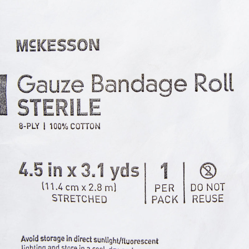 McKesson Sterile Fluff Bandage Roll, 4-1/2 Inch x 3-1/10 Yard, 1 Case of 100 (General Wound Care) - Img 4