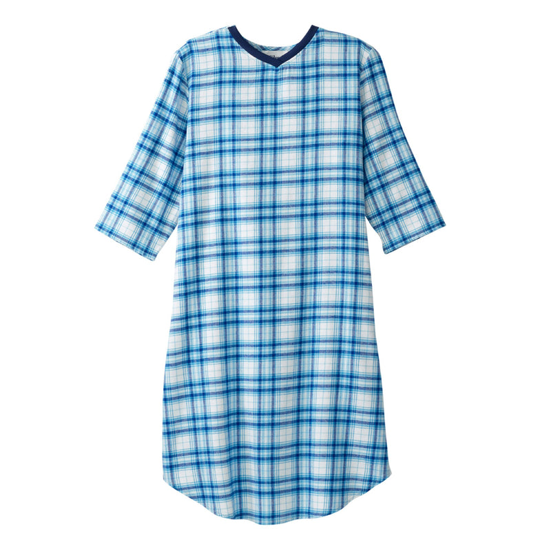 Silverts® Shoulder Snap Patient Exam Gown, 3X-Large, Turquoise Plaid, 1 Each (Gowns) - Img 1