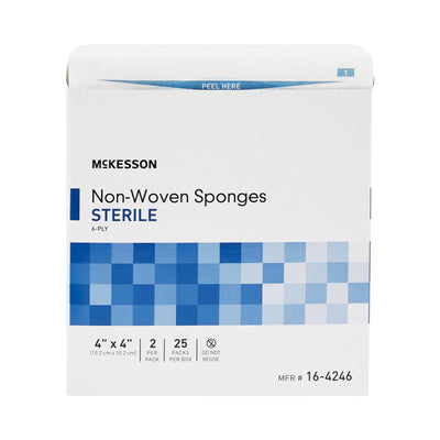 McKesson Sterile Nonwoven Sponge, 4 x 4 Inch, 1 Box of 25 (General Wound Care) - Img 2