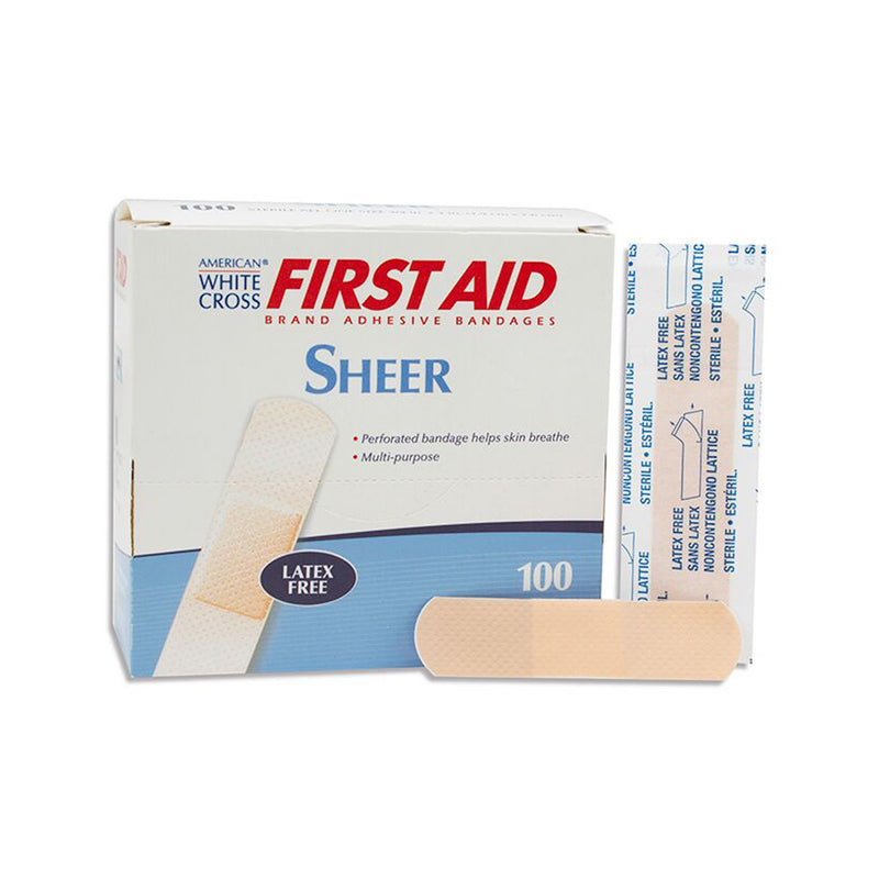 American White Cross Adhesive Strip 3/4 x 3 Inch, 1 Box of 100 (General Wound Care) - Img 1