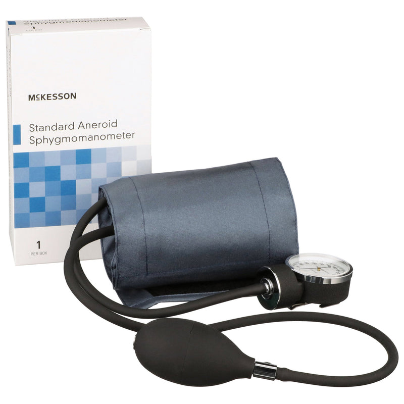 McKesson Brand Aneroid Sphygmomanometer with Cuff, 2-Tube, Pocket-Size, Handheld, Adult Medium Cuff, Navy, 1 Box (Blood Pressure) - Img 1