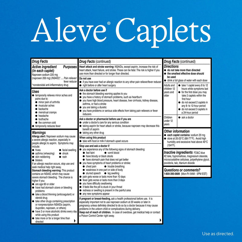 Aleve® Naproxen Sodium Pain Relief, 1 Bottle (Over the Counter) - Img 5