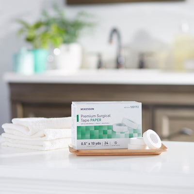 McKesson Paper Medical Tape, 1/2 Inch x 10 Yard, White, 1 Case of 240