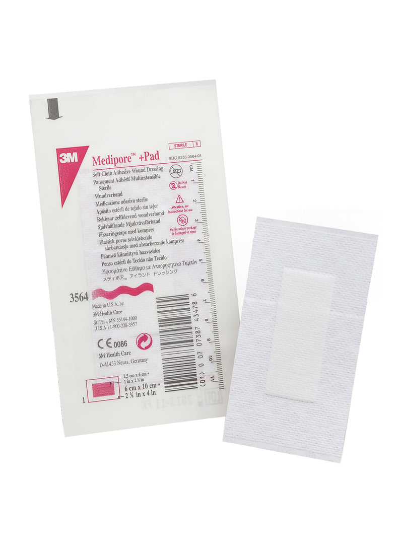 3M™ Medipore +Pad Soft Cloth Dressings, 2-3/8 x 4 Inch, White, 1 Box of 50 (General Wound Care) - Img 2