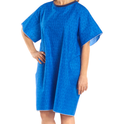 TieBack™ Patient Exam Gown, Blue Marble Print, 1 Each (Gowns) - Img 1