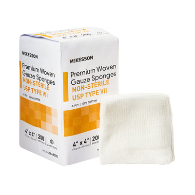 McKesson NonSterile USP Type VII Gauze Sponge, 4 x 4 Inch, 1 Case of 4000 (General Wound Care) - Img 1