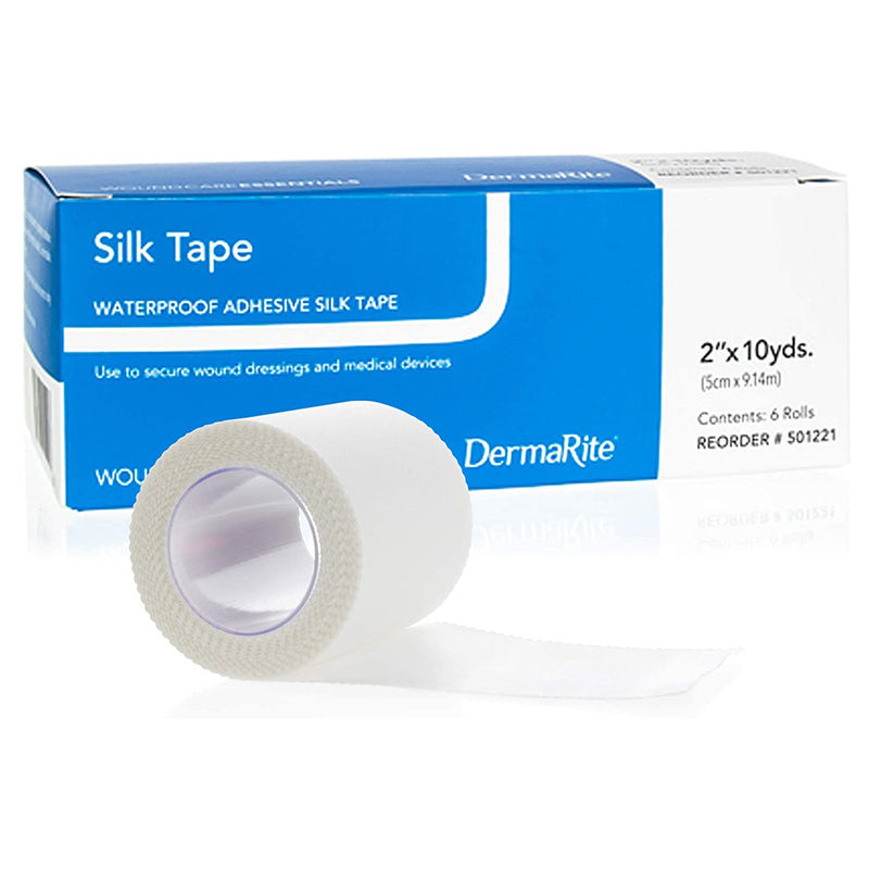 Silk Tape Silk-Like Cloth Medical Tape, 2 Inch x 10 Yard, White, 1 Box of 6 (General Wound Care) - Img 1