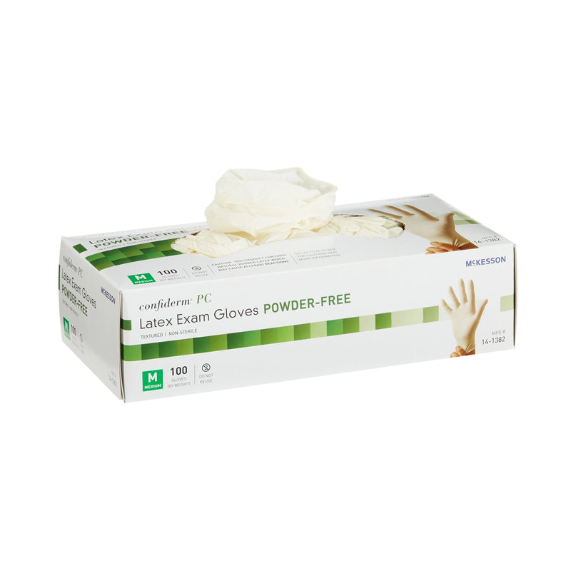 McKesson Confiderm® Latex Exam Glove, Medium, Ivory, 1 Box of 100 () - Img 1