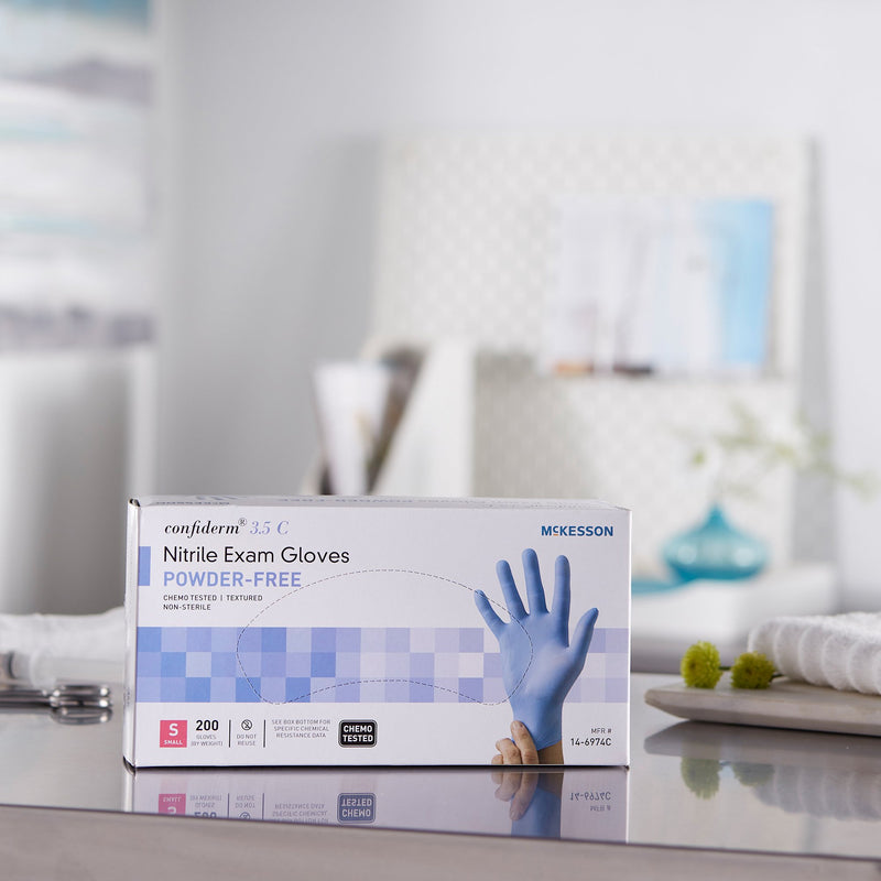 McKesson Confiderm® 3.5C Nitrile Exam Glove, Small, Blue, 1 Box of 200 () - Img 10
