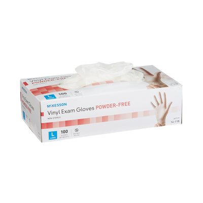 McKesson Vinyl Exam Glove, Large, Clear, 1 Box of 100 () - Img 1
