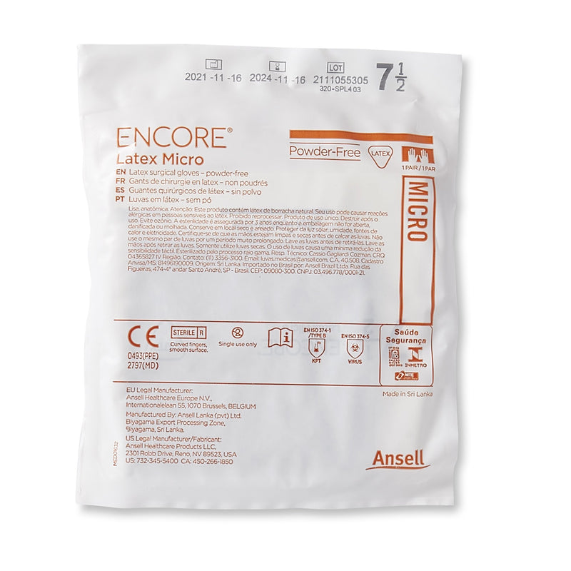 Encore® Latex Micro Surgical Glove, Size 7.5, Brown, 1 Each () - Img 3