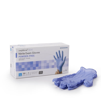 McKesson Confiderm® 3.5C Nitrile Exam Glove, Large, Blue, 1 Box of 200 () - Img 1