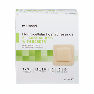McKesson Silicone Adhesive with Border Silicone Foam Dressing, 3 x 3 Inch, 1 Box of 10 (Advanced Wound Care) - Img 3