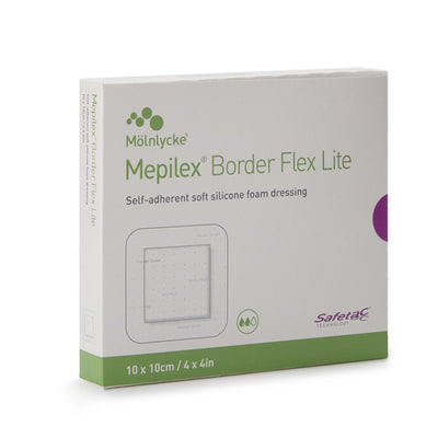 Mepilex® Border Flex Lite Silicone Foam Dressing, 4 x 4 Inch, 1 Box of 5 (Advanced Wound Care) - Img 2