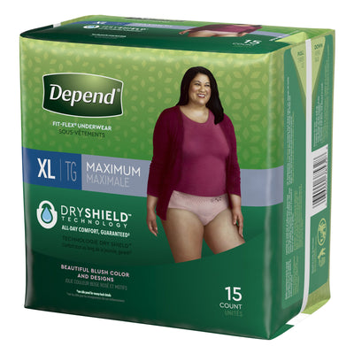 Depend FIT-FLEX Absorbent Underwear, X-Large, Tan, 45" to 54" Waist, 1 Pack of 15 () - Img 2