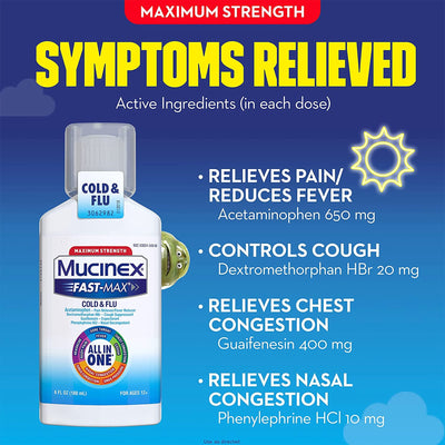 Mucinex® Fast-Max™ Cold & Flu Cold and Cough Relief, 6-ounce Bottle, 1 Each (Over the Counter) - Img 5